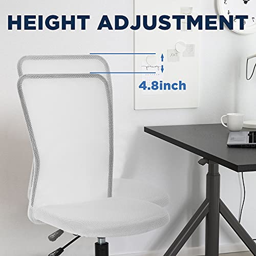 Home Office Chair Mid Back Mesh Desk Chair Armless Computer Chair Ergonomic Task Rolling Swivel Chair Back Support Adjustable Modern Chair With Lumbar Support (White) #TOP5