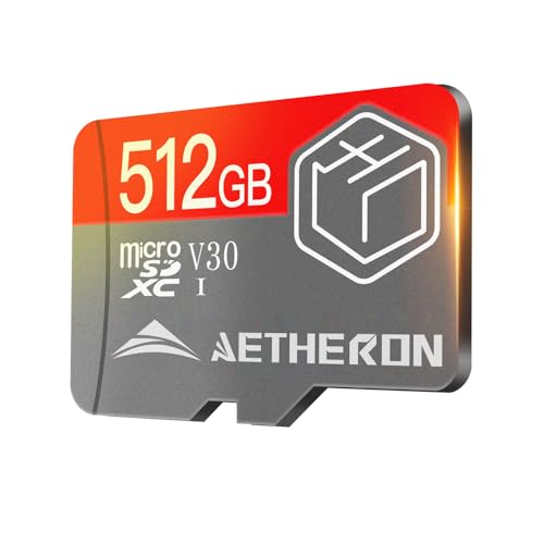 Aetheron Tarjeta Micro SD 512GB | SD Card Memoria U3 Class 10 para Smartphone, Cámara, Tablet