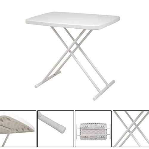 Portable Folding Height-Adjustable Table Plastic Foldable Desk Dinner Table For Small Space With X-Crossed Feet Furniture For Living Room Bedroom,White #TOP6