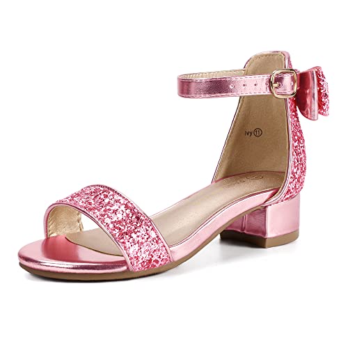 Pandaninjia Ivy Girls Heels Sandals Little Girls Dress Shoes Pink Size 3 Bow Wedding Flower Girl Shoes #TOP9