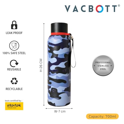 Image of CLAY CRAFT VACBOTT Everest Military Edition Double Wall|18 Hours Hot and 24 Hours|Cold Water Bottle Vacuum Insulated Flask Bottle 700ml, 1 Year Limited Warranty|Leak Proof|BIS Certified|Made in India