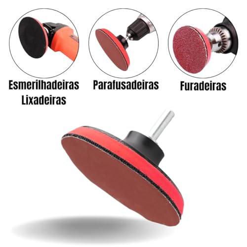 Suporte De Boina Velcro Furadeira Lixadeira Com 30 Discos Lixa 125mm