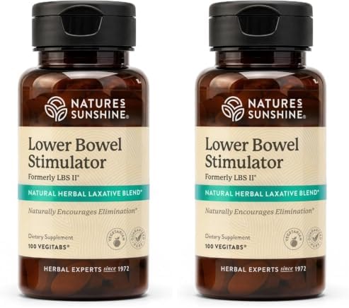 Nature's Sunshine Lower Bowel Stimulator - Helps Relieve Constipation - Cleanse & Detox Your Colon with Natural Herbal Ingredients - 25 Servings - 100 Vegitabs (Pack of 2)