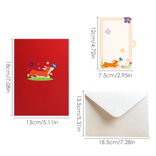 Cartão do cão, cartão de aniversário do cão - cartão de flor com cachorro - Com cartão de aniversári