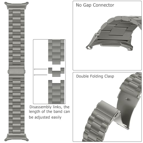 Image of Anlinser No Gap Bands Compatible with Samsung Galaxy Watch Ultra 7 /6 /5 /4 /FE Band 44mm 40mm /Watch 6 Classic Band 47mm 43mm /Watch 5 Pro 45mm /Watch 4 Classic, 20mm 22mm Metal Strap for Women Men