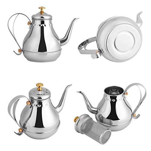 GOTOTO Stainless Steel Teapot with Removable Filter, Swan Neck, Teapot Coffee Pot 1.2 L, Silver - Image 4