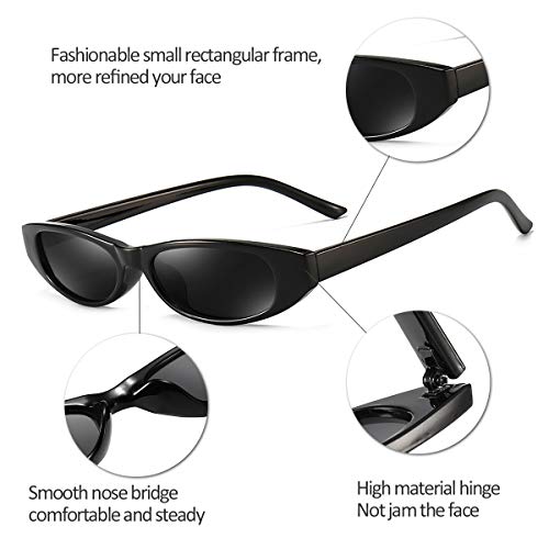 Dollger Retro Rectangle Sunglasses for Women Small Clout Goggles Fashion Oval Skinny Cool Square slim Shades Black by Dollger - Used condition - Image 4