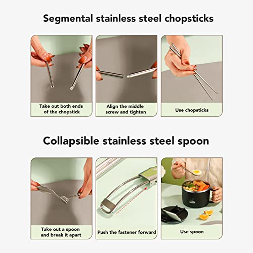 Horoper Microwave Ramen Bowl Set, Ramen Cooker with Handles Noodle Bowls, 15.8oz 1200m Stainless Steel Microwaveable Noodle Cooker with Lid and Chopsticks for Office College Dorm Room Cooking (Black) by Horoper - Image 5