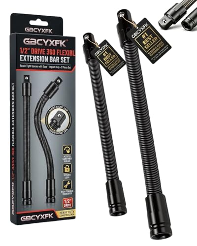GBCYXFK 360 Flex Rod for Impact 1/2 Flexible Drill Bit Shaft Socket Extension Extender Torque Ratchet Spanners Bendable Electric Wrench Connecting Rod Drive Adapters Hand Tool Bar Set Tight Reach