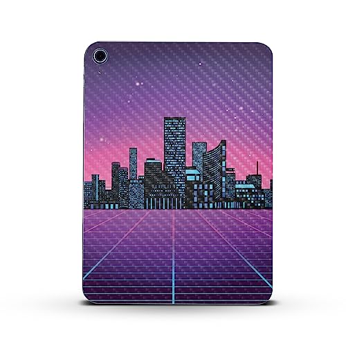 Image of MightySkins Carbon Fiber Skin Compatible with Apple iPad 10.9 inch 10th Gen (2022) Full Wrap Kit - Synthwave City | Protective Durable Textured Carbon Fiber Finish | Easy to Apply | Made in The USA