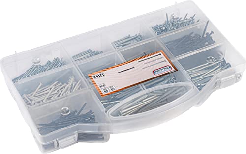 Connex Nail Assortment 1210 Piezas - Clavos y Alfileres de Acero en Set - Preordenados en Caja Plástica Práctica - Adecuado para Hogar, Manualidades y Taller miniatura 2