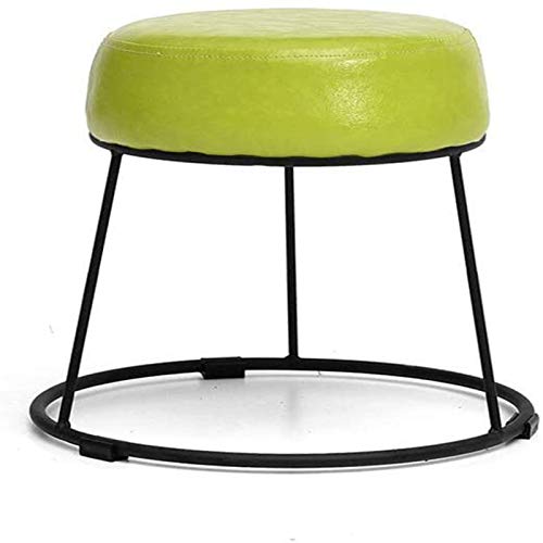 Tabouret élégant en fer forgé vert et assise cuir de haute qualité