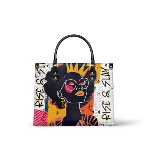 Afroyla African Black Women's Leather handbag, Medium, Premium Vegan Leather,