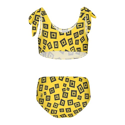 Girls' Bikini Set, White and Black Scatter Kids Swimsuit 2 Pcs Beach Bathing Suit2