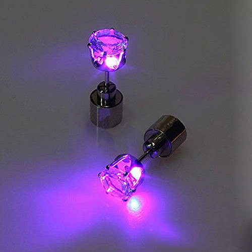 VANKER 1 Pair Purple- Creative Unisex Led Light Blinking Ear Studs Earrings Earings Ear D¨¦cor