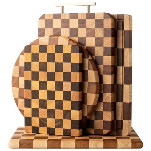 Planche à découper en ébène haut de gamme damier marron