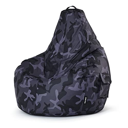 Green Bean© Pouf avec Dossier 80x70x90cm - Gaming Chair avec Remplissage 230L Doux Moelleux Lavable - Bean Bag Coussin de Sol Lounge Chair Fauteuil Relax...