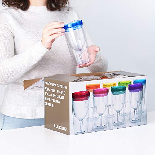 Cupture Insulated Wine Tumbler Cup with Drink-Through Lid - 10 oz, 8 Pack