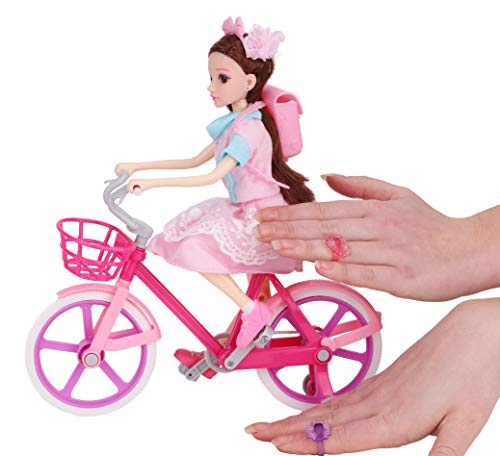 Toyland® 30 cm große Puppe auf dem Fahrrad, Spielset – inklusive Rucksack, Ringen und Stirnbändern (Poppy’s Playtime)