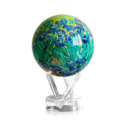 MOVA Globus Kunst und Sammlerstücke Van Gogh-Iris 4,5"mit Sockel, solarbetriebener rotierender Globus, einzigartiges Geschenk und Heim- oder Schreibtischdekoration für Männer, Frauen, Kinder
