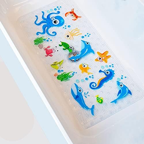BOPPIE Non-Slip Bath Mat Shower Mats,,Anti-Slip-Resistant Tub Mats Bathroom Mat XL Large Bath Mat 90X40CM(Ocean Octopus ZY)