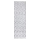 carpet city In-& Outdoor Teppich - Läufer 80x250 cm - für Innen-& Außenbereich - Wetterfest Balkon-Teppich, Terrasse, Flur, Küche - Wohnzimmer-Teppiche - Hochtief/ 3D-Effekt - Raute-Optik in Grau