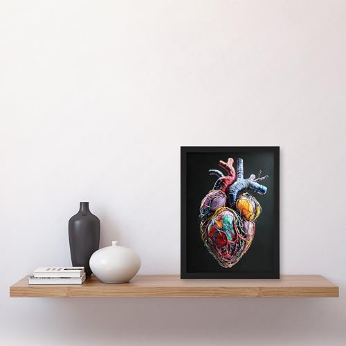 Cuadro de corazón anatómico de diseño moderno con marco elegante en formato A4 5