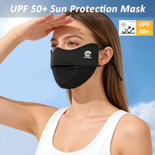 Image of SANNIDHI Face Cover Mask for Women UPT 50+ Protection Summer Driving Face Mask with Adjustable Ear Loops Mesh Breathable Masks - Reuseable & Washable