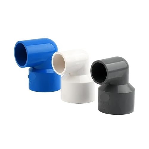 Vcaldgfz 50-25Mm 20,25,32,40,50,63Mm P/;Vc 90 ° Reducing Elbow Metric Solvent Weld Pipe Connector Aquarium Pond Agricultural Garden Fitting(,White(1Pcs))