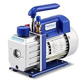 Poafamx 電動真空ポンプ 250W 空気抜き マニホールドゲージ（排気速度 113.2L/min） オイル逆流防止機能付き 低ノイズ カー/エアコン修理/真空溶接/真空印刷/冷凍設備修理 (RS-1.5)