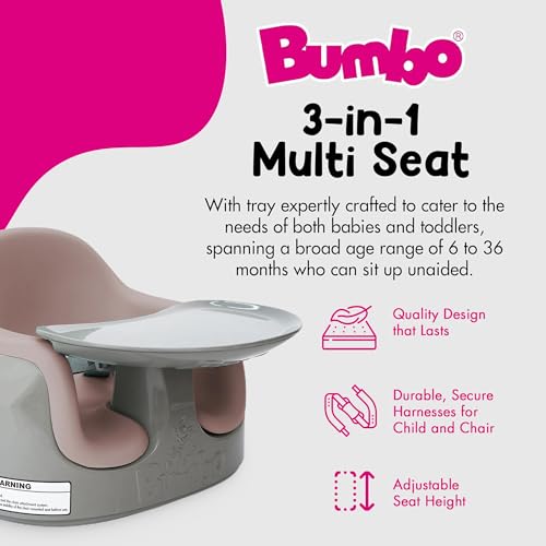 Image of Bumbo 2 Pack 3-in-1 Multi-Seat for 6 to 36 Months, Travel Baby Feeding & Play Floor Seat, All-in-One Portable Booster with Tray & Toddler High Chair, Breige /Sonoran Rose (2 Pack)