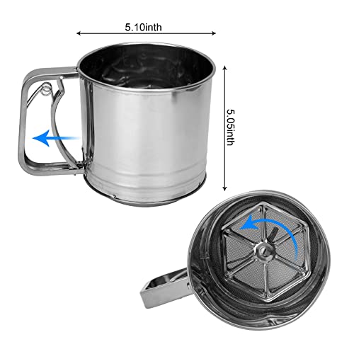 Flour Sifter Stainless Steel Sifter For Baking Semi Automatic Small Baking Sieve Hand Press Design With Double Sifter Siev #TOP1