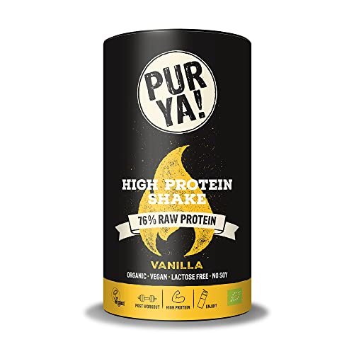 PURYA! BIO VANILLA Préparation en poudre pour boisson, pour des shakes hautement protéinés sains, poudre de protéine végane pour se muscler et garder la ligne, sans lactose, 550 g Cover