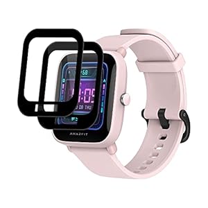 Niboow Schutzfolie für Amazfit Bip U PRO [2 Stück], 3D Kohlefaserkante Displayschutzfolie, Vollabdeckung Premium Flexibles Panzer Schutz Glas, Anti-Kratzer Blasenfrei Schutzfolie für Amazfit Bip U