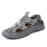 Dannto Men's Sport Sandals Closed Toe Outdoor Athletic Fisherman Sandal Summer Water Beach Shoes Gre