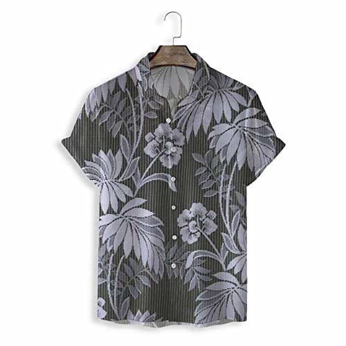 Chemise Hawaïenne à Rayures Grises pour Vos Soirées Plage et Vacances Tropicales