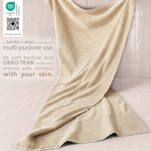 Image of Cotton Paradise 100% Cotton Turkish Towel Set, Soft Absorbent Quick Dry, 2 Piece 35x70 Bath Sheet Set, Beige