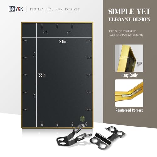 Image of VCK 24x36 Poster Frame, Gold Metal - Matted to 20x30, 3 Pack, for Artwork