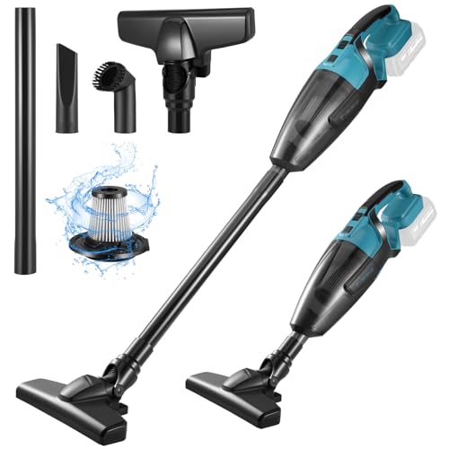 Aspirateur à main sans fil pour batterie Makita 18 V, mini aspirateur portable léger pour utilisation humide et sèche, petit aspirateur avec 3 buses et boîte à...