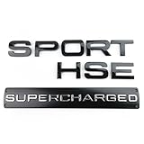 3pc 3D Gloss Black Sport Supercharged Badges Emblems with Adhesive Backing fits Range Rover, Land Rover, Trucks, and Cars.
