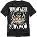 Popfunk Tummy Ache Survivor Cat T Shirt – Funny Animal Meme Tee for Men or Women, Unisex Adult, Black, Large