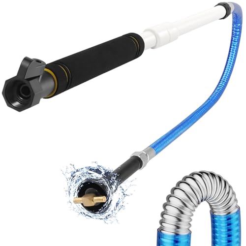 Frebuta RV Black Tank Cleaner Wand,62inch RV Holding Tank Swivel Stik Rinser 304 Stainless Steel Hose with Flexible Rotary Cleaning Sprayer for Camper Toilet RV Black Water Tank and Garden