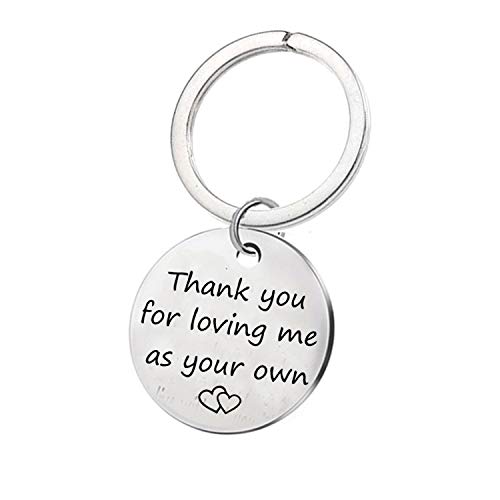 Thank You for Loving Me as Your Own Keychain - Step Father Dad Keychain Gifts, Step Mother Mom Keychain Gifts, Fathers Mothers Day Christmas Gifts