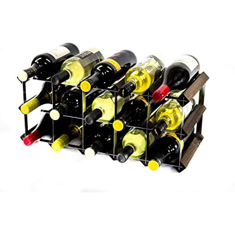 Estante de Vino Cranville Madera Classic 15 Botella de Roble Oscuro Manchado y galvanizado Cover