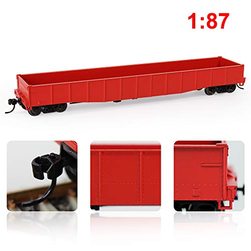 Evemodel C8743R 3Pcs Ho Scale 1:87 53Ft Open Gondola Car Red Wagon Railway Transporter Model Train Container Carriage Freight Car #TOP5