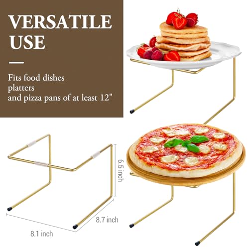 MyGift Brass Metal Pizza Pan Risers, Tabletop Food Display Set of 4 by MyGift - Used condition - Image 2