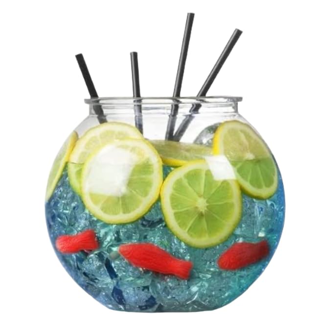 Lyfelights Cocktail Fish Bowl x1, 5 Pints Size, 185mm Diameter. Plastic Cocktail Bowls Great Accessories for Parties, Weddings, Craft, Home or as a Gift. Cocktail Punch Bowl for Any Occasion.
