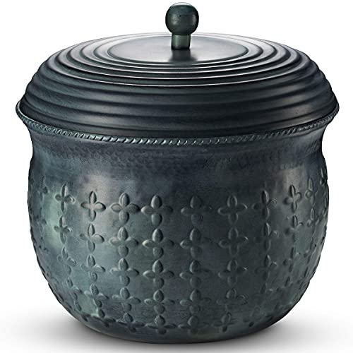 Garden Hose Holder Storage Pot Copper with Lid Antique Green Finish Lattice Steel Updated for November 2020 (Green)