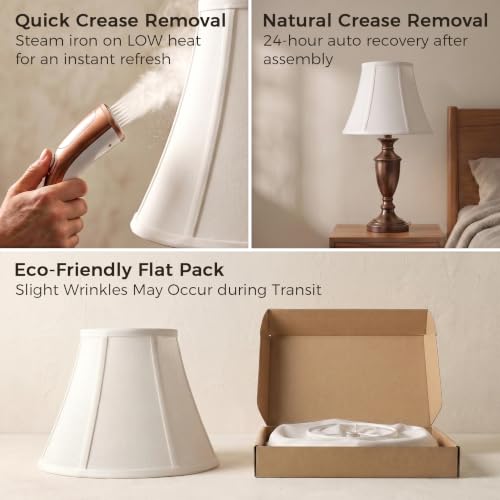 White Bell Lamp Shades Set of 2, 6.7" Top × 13" Bottom × 10" Height (Spider) Lampshades for Table & Bedside Lamps, Medium Handcrafted Replacement Lamp Shades for Living Room, Easy Assembly Required by DOLOOTA - Image 7