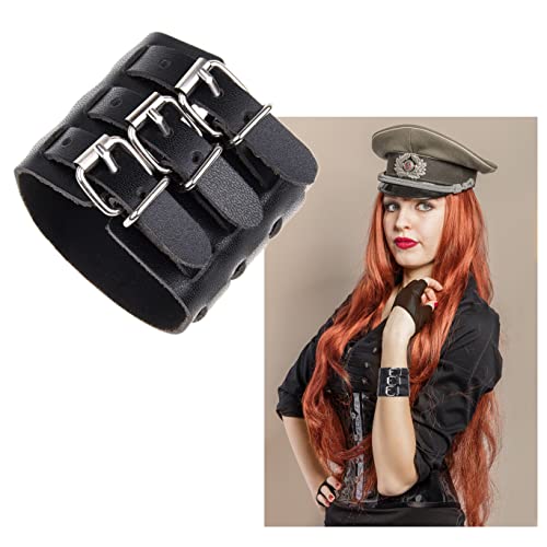 Eco-Fused Cosplay Punk Gothic Medieval Leather Wristband - Vintage, Viking, Steampunk, Rock Cuff Bangle - Unisex Bracelet - For Men And Women - Costume, Casual, Themed Party Wear Fashion Accessory #TOP2